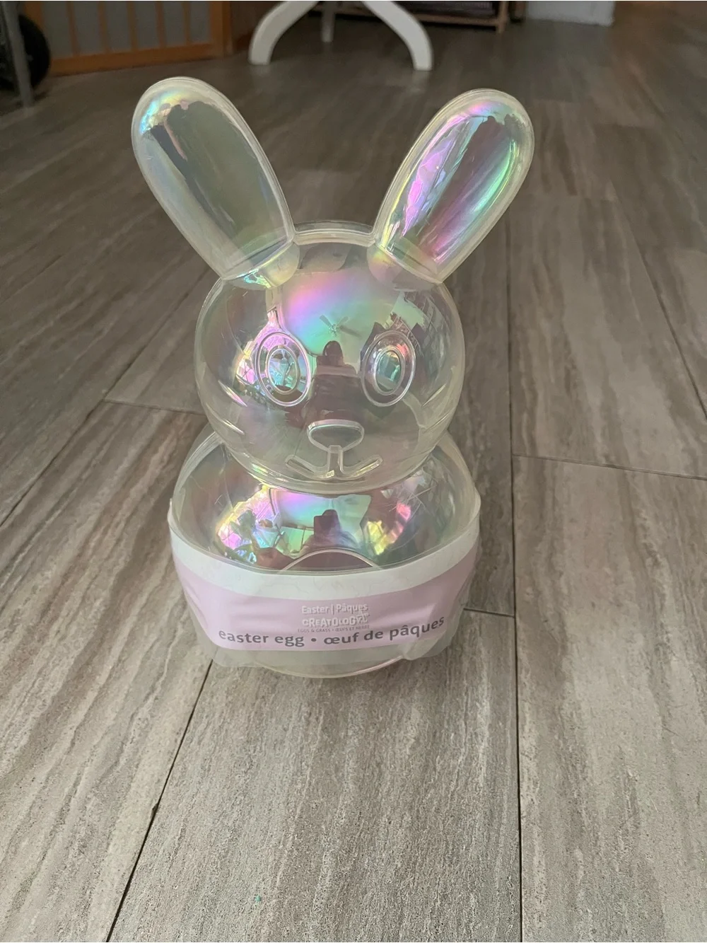 Set 4 Jumbo Easter Bunny Plastic Fillable Eggs Container Candy Garland Stickers